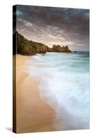 Logan Rock and Pedn Vounder Beach Sunset-null-Stretched Canvas