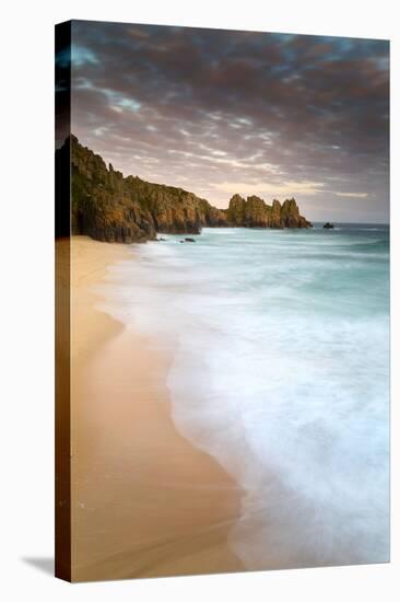 Logan Rock and Pedn Vounder Beach Sunset-null-Stretched Canvas