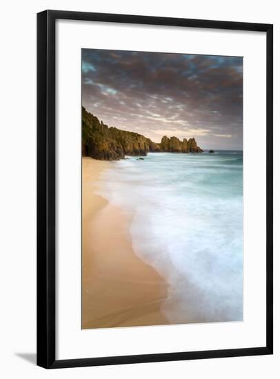 Logan Rock and Pedn Vounder Beach Sunset-null-Framed Photographic Print