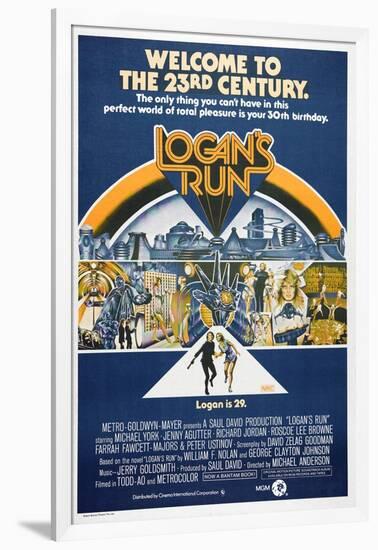 LOGAN'S RUN, Australian Poster, bottom from left: Michael York, Jenny Agutter, 1976-null-Framed Art Print