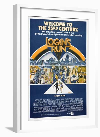 LOGAN'S RUN, Australian Poster, bottom from left: Michael York, Jenny Agutter, 1976-null-Framed Art Print