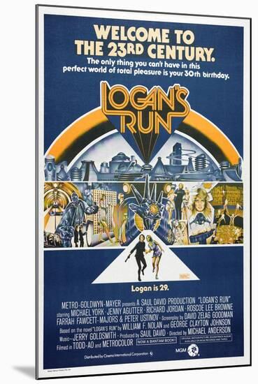 LOGAN'S RUN, Australian Poster, bottom from left: Michael York, Jenny Agutter, 1976-null-Mounted Art Print