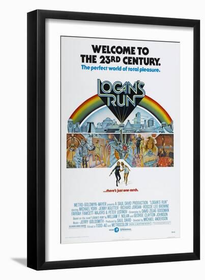 LOGAN'S RUN, US poster, bottom from left: Michael York, Jenny Agutter, 1976-null-Framed Art Print