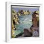 Logans Rock, Porthcurno Beach, Cornwall, 1926 (Oil on Canvas)-Harold Harvey-Framed Giclee Print