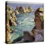 Logans Rock, Porthcurno Beach, Cornwall-Harold Harvey-Stretched Canvas
