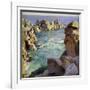 Logans Rock, Porthcurno Beach, Cornwall-Harold Harvey-Framed Giclee Print