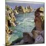 Logans Rock, Porthcurno Beach, Cornwall-Harold Harvey-Mounted Giclee Print