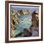 Logans Rock, Porthcurno Beach, Cornwall-Harold Harvey-Framed Giclee Print