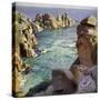 Logans Rock, Porthcurno Beach, Cornwall-Harold Harvey-Stretched Canvas