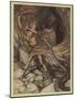 Loge and Alberich-Arthur Rackham-Mounted Art Print