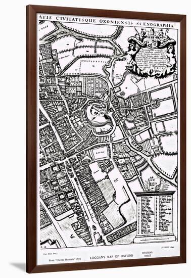 Loggan's Map of Oxford, Western Sheet, from 'Oxonia Illustrated', published 1675-David Loggan-Framed Giclee Print