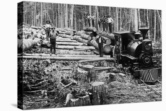 Loggers and Logging Locomotive-null-Stretched Canvas