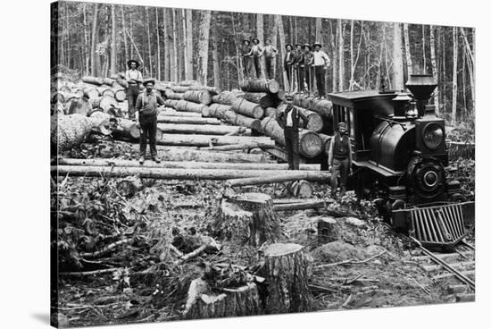 Loggers and Logging Locomotive-null-Stretched Canvas