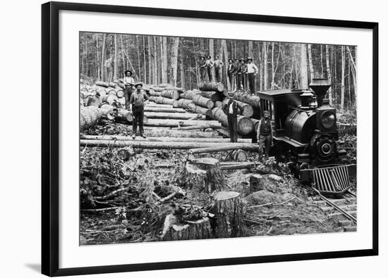 Loggers and Logging Locomotive-null-Framed Photographic Print