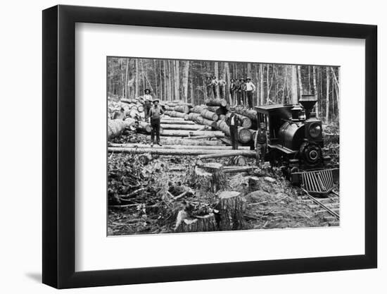 Loggers and Logging Locomotive-null-Framed Photographic Print