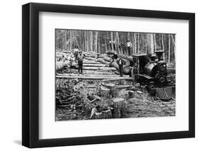 Loggers and Logging Locomotive-null-Framed Photographic Print