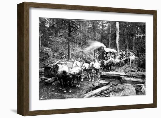 Loggers and Their Logs-Clark Kinsey-Framed Art Print