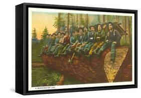 Loggers on Felled Tree, Washington-null-Framed Stretched Canvas