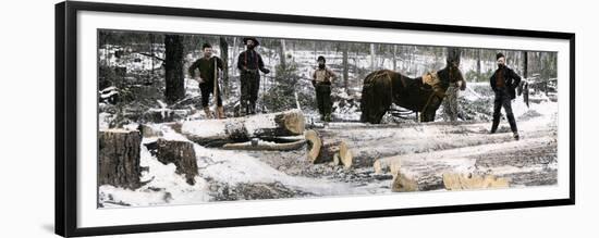 Loggers Using a "Go-Devil" Sledge in Minnesota, 1890s-null-Framed Premium Giclee Print