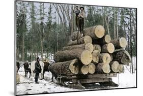 Loggers with an Ordinary Haul on an Ox-Drawn Sledge, Minnesota, c.1890-null-Mounted Giclee Print