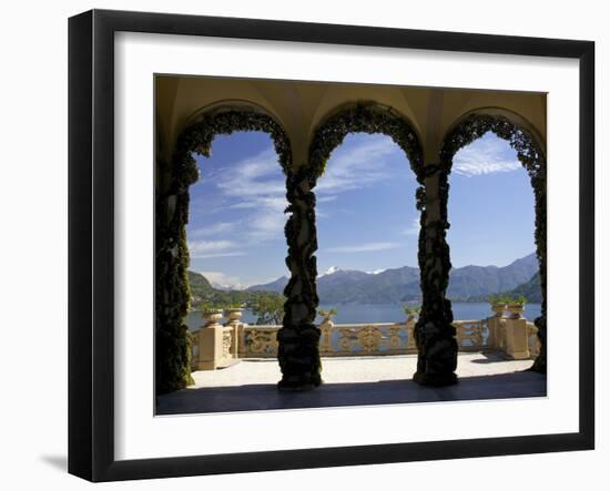 Loggia and Gardens of Villa del Balbianello on Punta di Lavedo, Lenno, Lake Como, Italy-Peter Barritt-Framed Premium Photographic Print