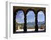 Loggia and Gardens of Villa del Balbianello on Punta di Lavedo, Lenno, Lake Como, Italy-Peter Barritt-Framed Premium Photographic Print