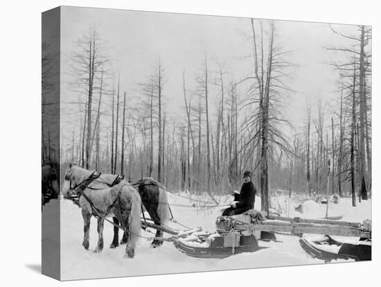 Logging in Michigan, the Sled-null-Stretched Canvas