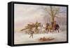 Logging in the Snow-Alexis De Leeuw-Framed Stretched Canvas