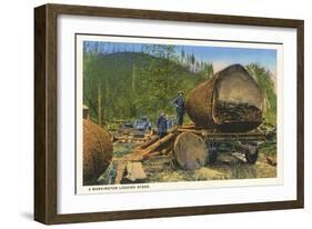 Logging Scene, Washington-null-Framed Art Print