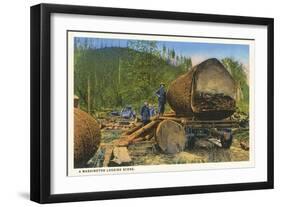 Logging Scene, Washington-null-Framed Art Print