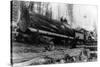 Logging Train carrying men and 12 foot diameter Fir Trees Photograph - Cascades, WA-Lantern Press-Stretched Canvas