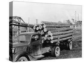 Logging Truck at Sawmill-R. Mattoon-Stretched Canvas