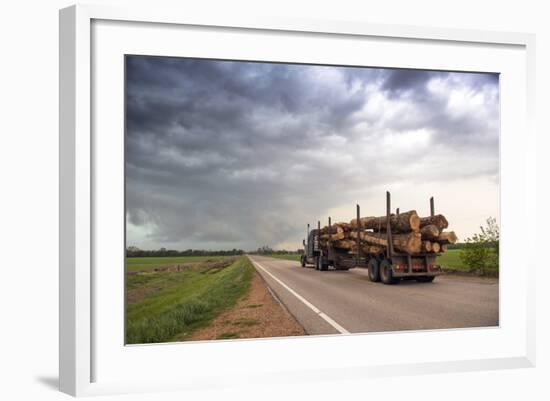 Logging Truck in Mississippi Driving into the Heart of a Thunderstorm-Louise Murray-Framed Photographic Print