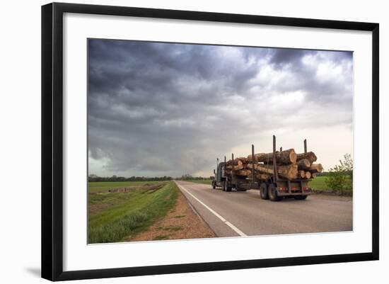 Logging Truck in Mississippi Driving into the Heart of a Thunderstorm-Louise Murray-Framed Photographic Print