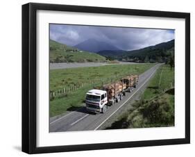 Logging Trucks on the Road Near Gisborne, East Coast, North Island, New Zealand-D H Webster-Framed Photographic Print