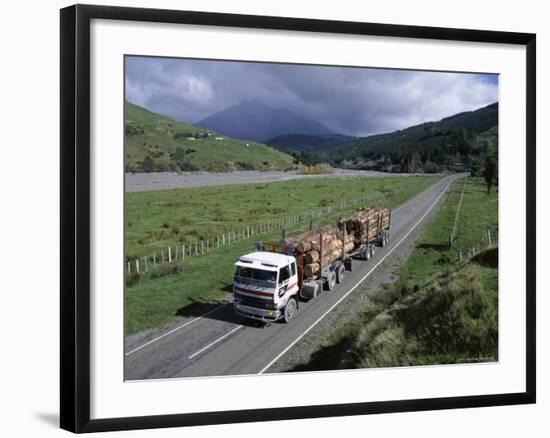 Logging Trucks on the Road Near Gisborne, East Coast, North Island, New Zealand-D H Webster-Framed Photographic Print