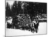 Logs being hauled on a Sleigh by a Team of Horses Photograph - Alaska-Lantern Press-Mounted Art Print