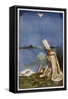 Lohengrin and the Dove of the Holy Grail Who Will Tow His Boat (Replacing the Swan) to Monsalvat-Byam Shaw-Framed Stretched Canvas