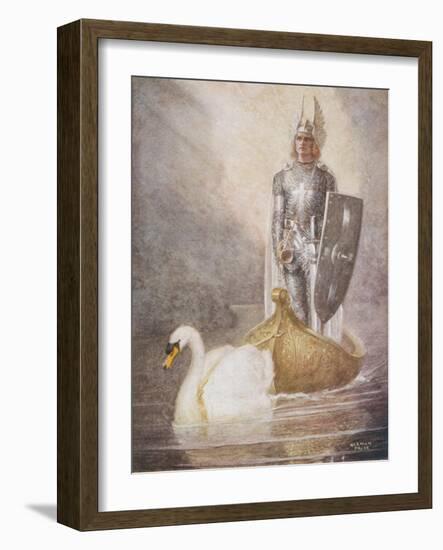 Lohengrin Arrives in a Boat Drawn by Elsa's Brother Godfrey-Norman Price-Framed Photographic Print