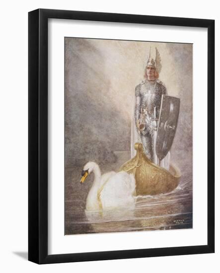 Lohengrin Arrives in a Boat Drawn by Elsa's Brother Godfrey-Norman Price-Framed Photographic Print