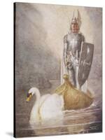 Lohengrin Arrives in a Boat Drawn by Elsa's Brother Godfrey-Norman Price-Stretched Canvas