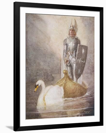 Lohengrin Arrives in a Boat Drawn by Elsa's Brother Godfrey-Norman Price-Framed Photographic Print