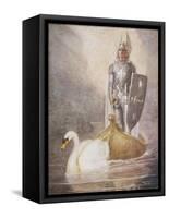 Lohengrin Arrives in a Boat Drawn by Elsa's Brother Godfrey-Norman Price-Framed Stretched Canvas