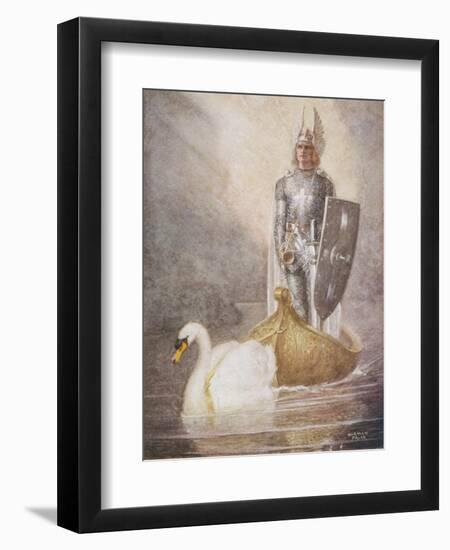 Lohengrin Arrives in a Boat Drawn by Elsa's Brother Godfrey-Norman Price-Framed Photographic Print