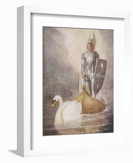 Lohengrin Arrives in a Boat Drawn by Elsa's Brother Godfrey-Norman Price-Framed Photographic Print