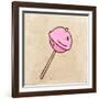 Lollipop Sweet Candy. Cute Hand Drawn, Vintage Paper Texture-Ozerina Anna-Framed Art Print