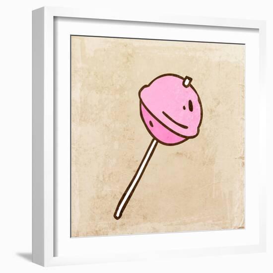 Lollipop Sweet Candy. Cute Hand Drawn, Vintage Paper Texture-Ozerina Anna-Framed Art Print