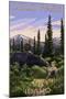 Lolo Pass, Idaho - Moose and Calf-Lantern Press-Mounted Art Print