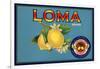 Loma Brand - Santa Paula, California - Citrus Crate Label-Lantern Press-Framed Art Print