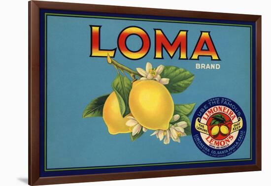 Loma Brand - Santa Paula, California - Citrus Crate Label-Lantern Press-Framed Art Print